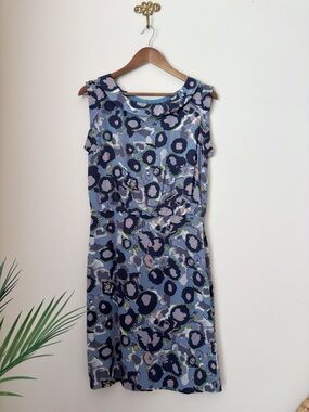 Boden Blue Abstract Print Silk Sleeveless Dress Sz 6